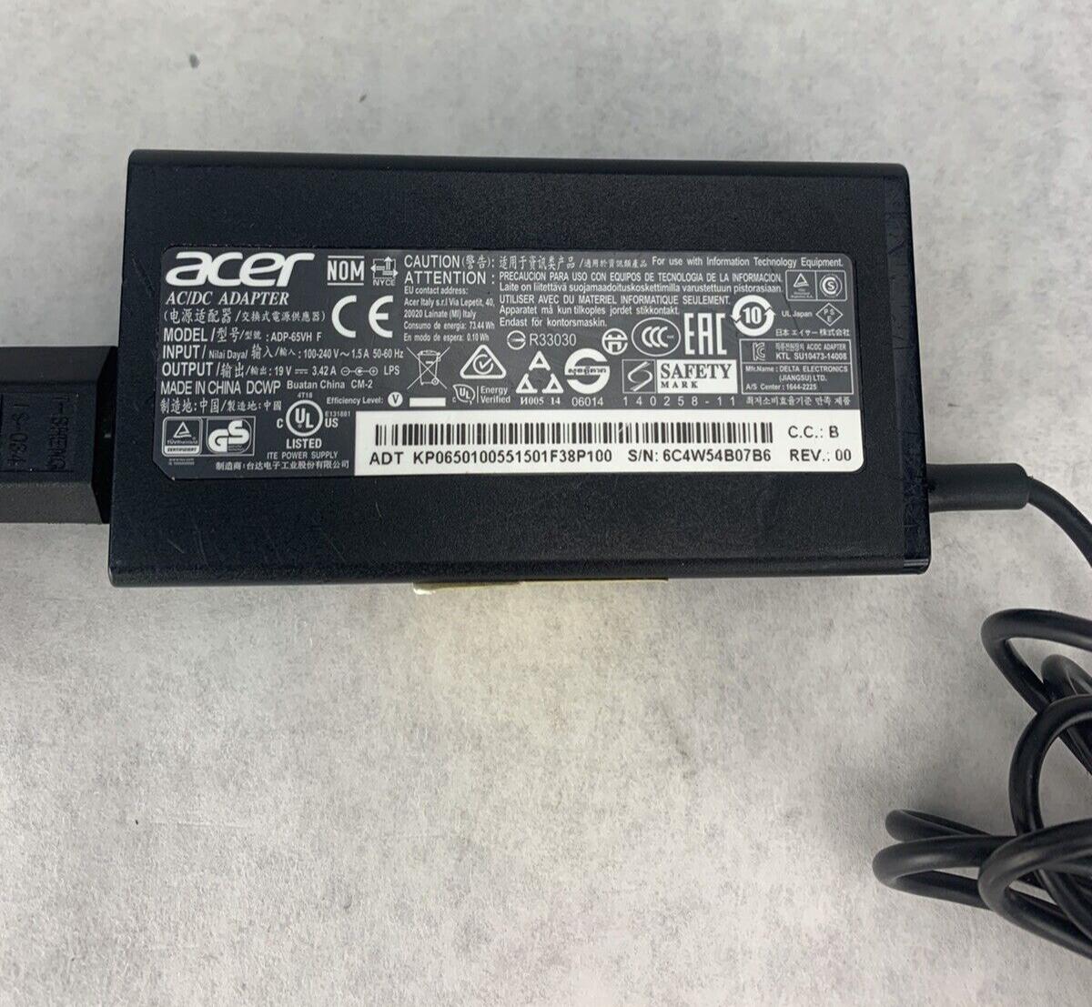 Lot of 5 Acer ADP-65VH F AC/DC Adapter