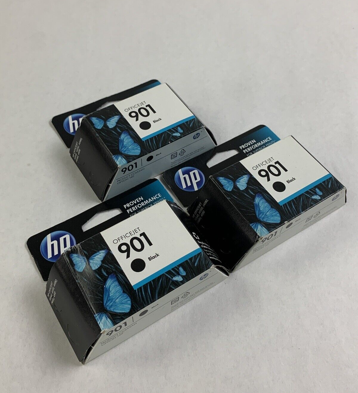 Lot 3 HP 901 Black Printer Ink Cartridge Expired June 2013