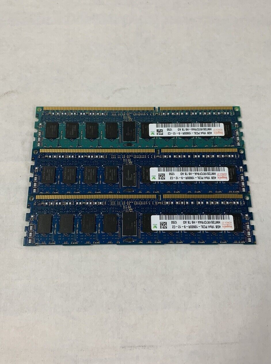 Hynix 12GB Kit 3x4GB 1Rx4 PC3L-10600R-9-12-C2 HMT351R7CFR4A-H9 T8 AD Server Ram