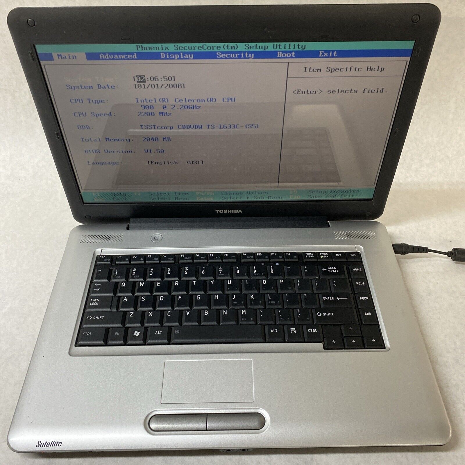 Toshiba Satellite L455-S4056 15.6" Celeron 900 2.20GHz 8GB RAM No Battery HDD OS