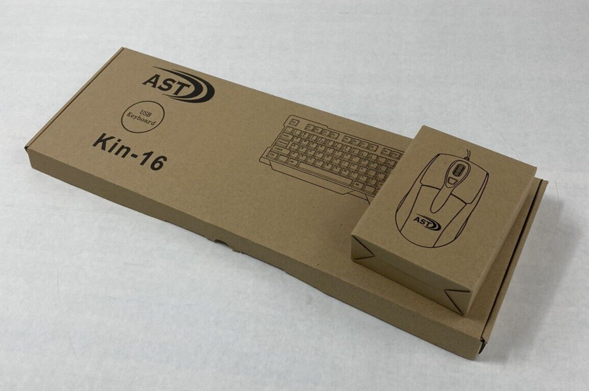 AST Kin-16 Wired Keyboard And AST 3D Optical Mouse