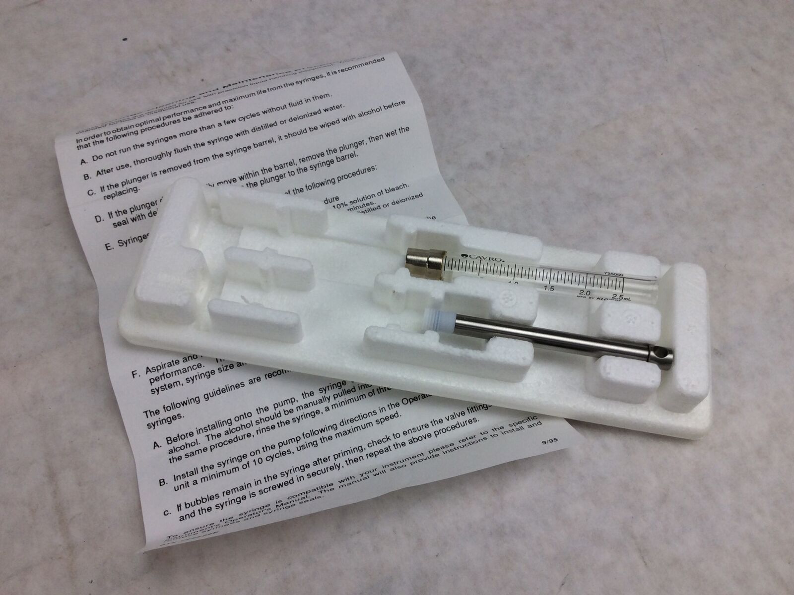 Zymark 65024 2.5mL Syringe Single & CH Pumps