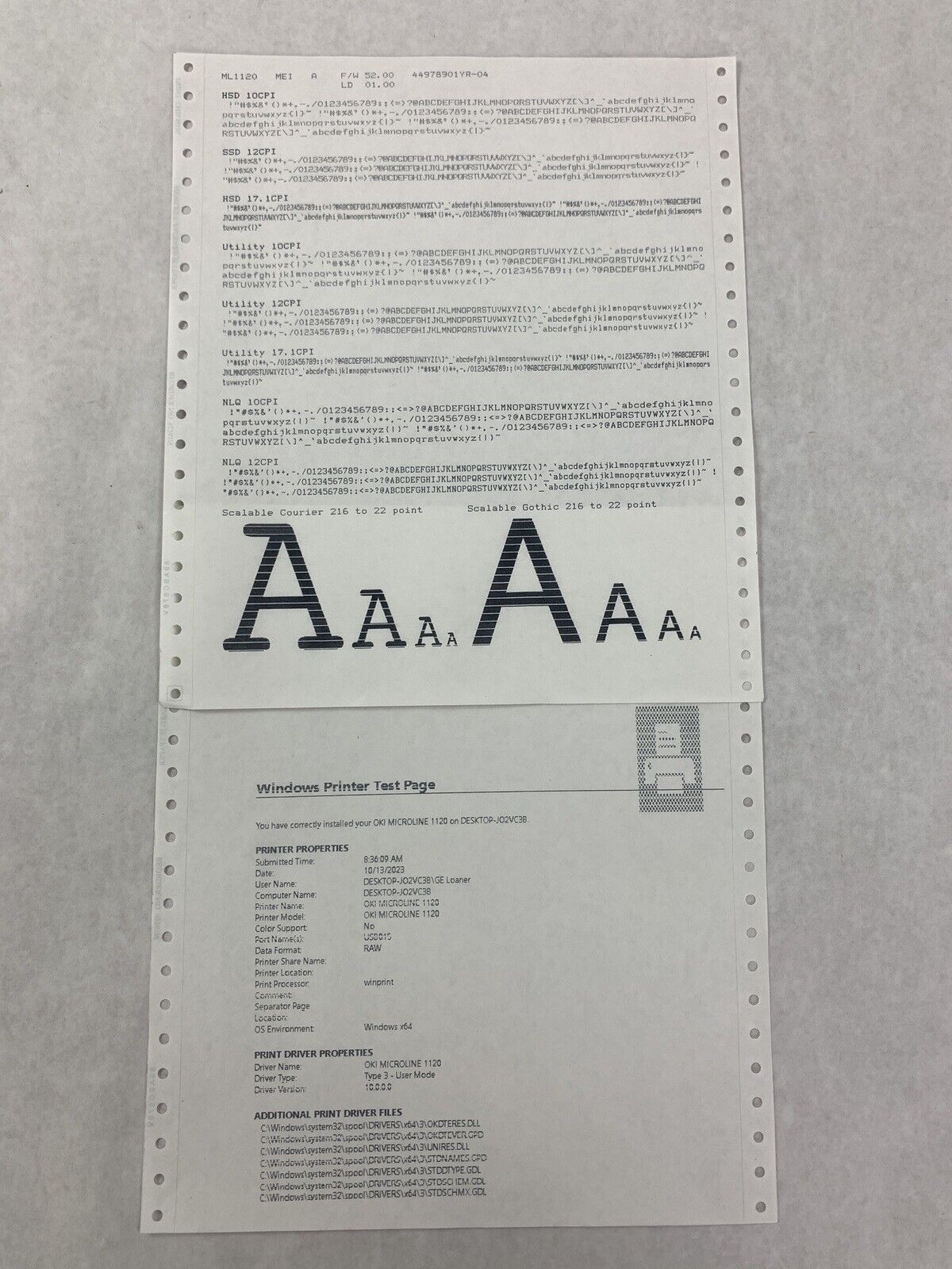 OKI Microline 1120 Dot Matrix Printer D22400A