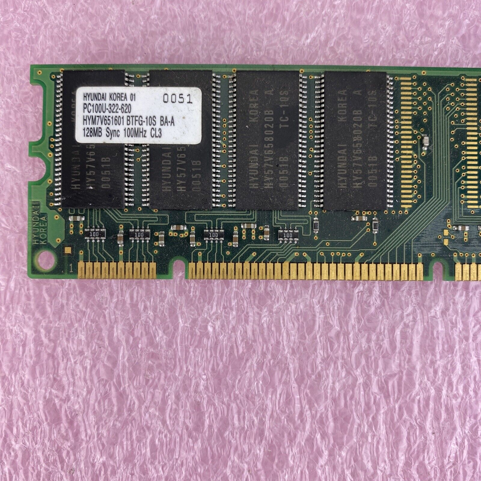 128MB Hyundai HYM7V651601 BTFG-10S BA-A PC100U-322-620 CL3 SDRAM memory