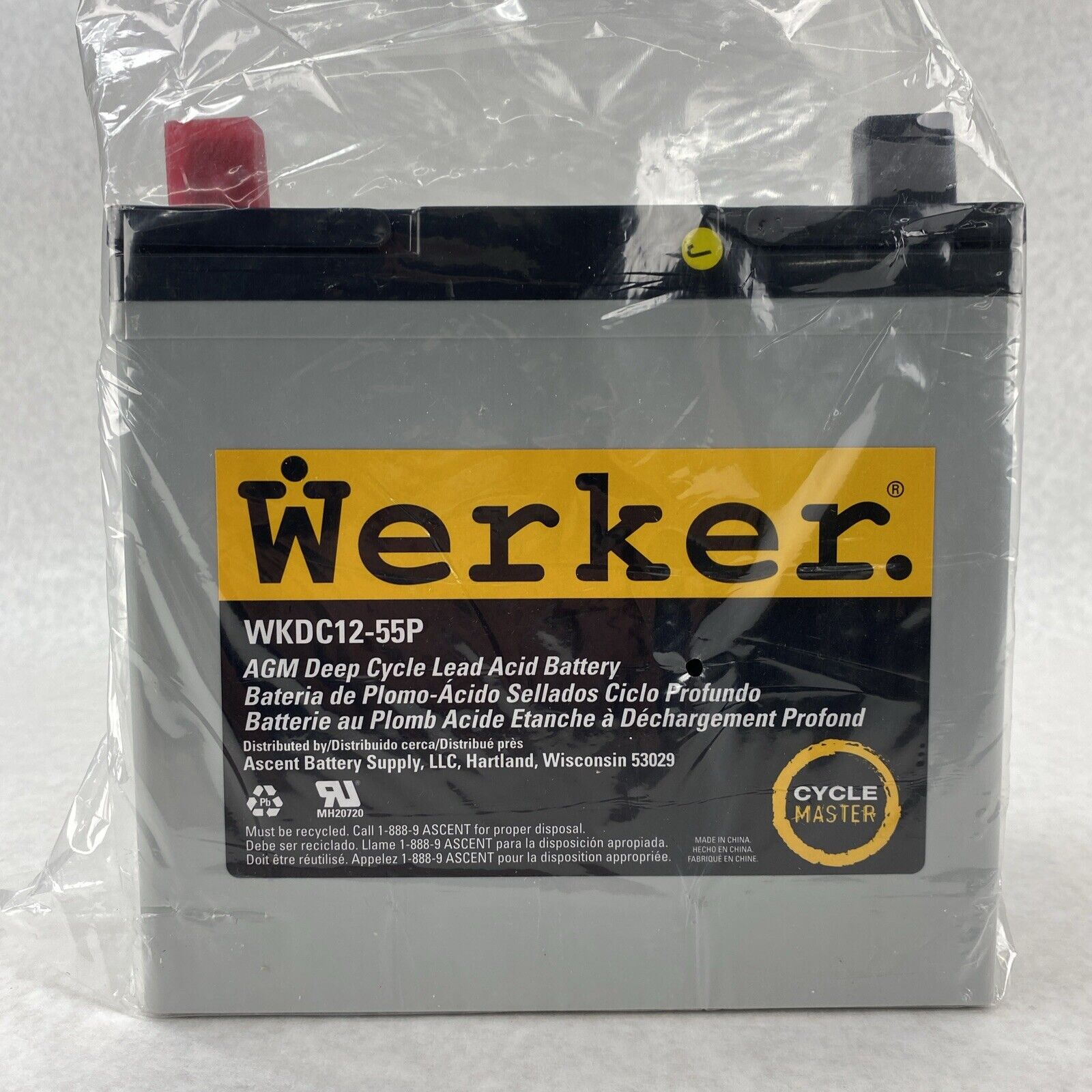 Werker WKDC12-55P Ascent Battery AGM Supply Deep Cycle Lead Battery