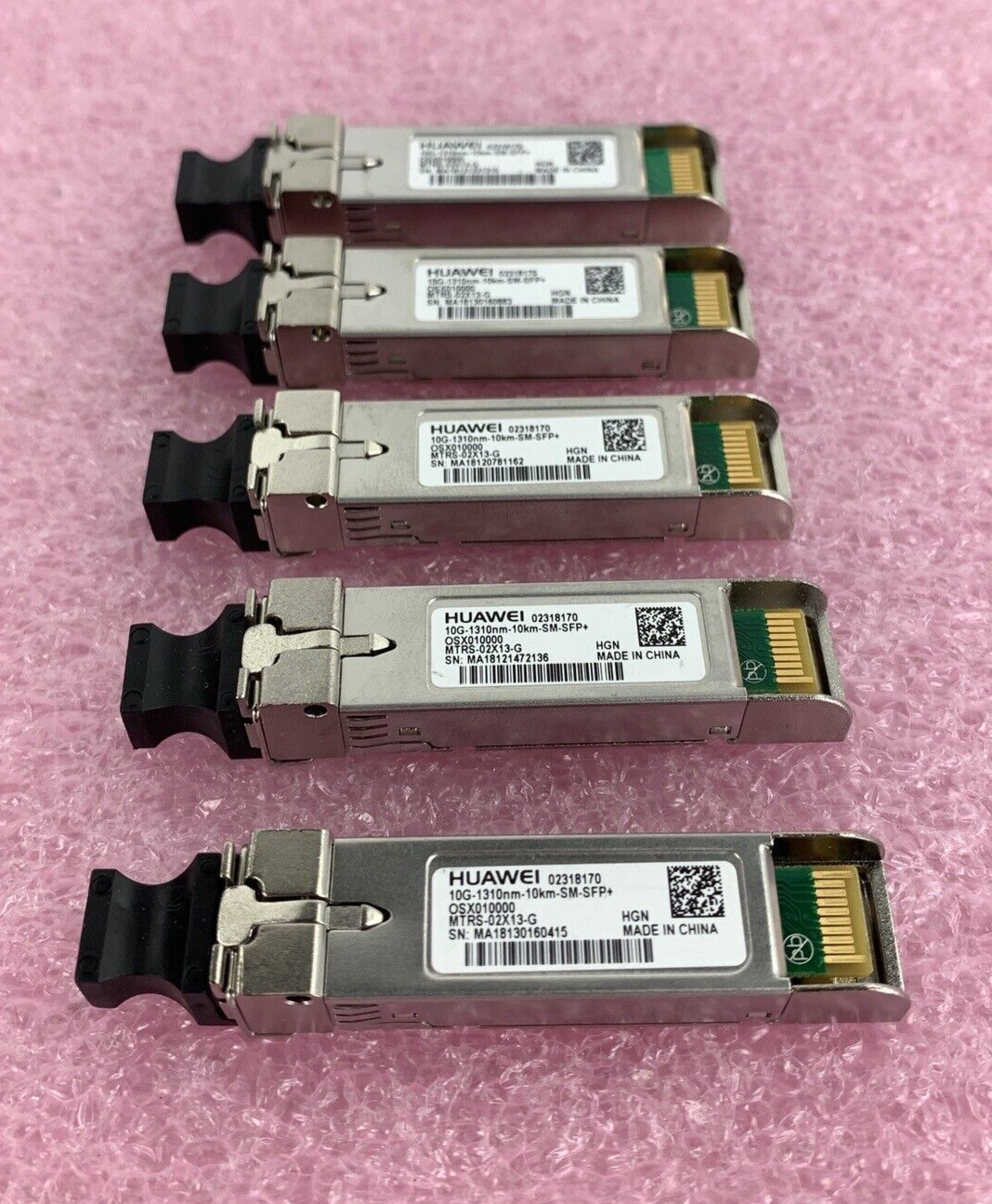 Lot of 5 HUAWEI 10G-1310nm-10KM-SM-SFP+ 34060742 SMF 1310nm 10KM Optical Module