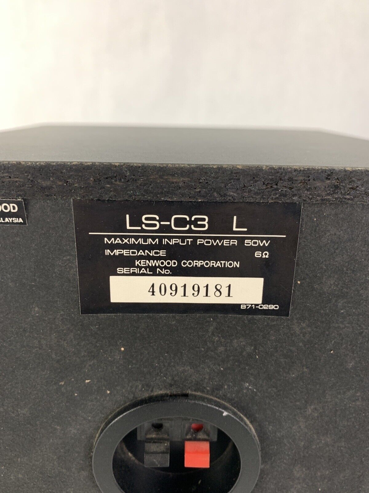 Kenwood LS-C3 Left Side 3 Way Bookshelf Speaker