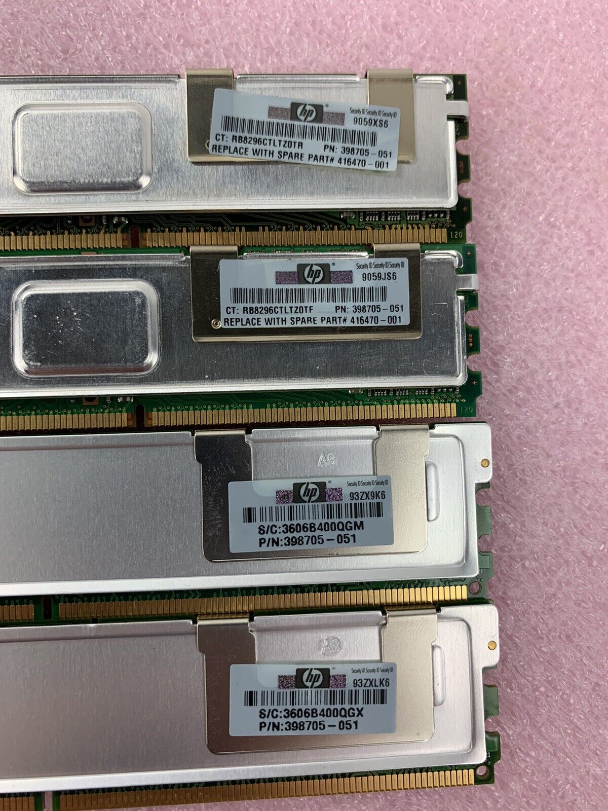 Lot of 4 512MB DDR2 PC2-5300F-555-11-A0 HP# 398705-051 Server Memory RAM