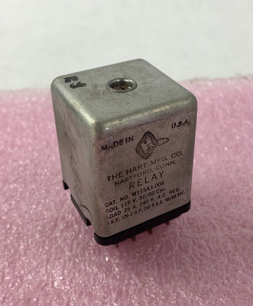 Vintage USA HART MFG CO Hartford CT Relay W115A3-008 115V 60 CYC