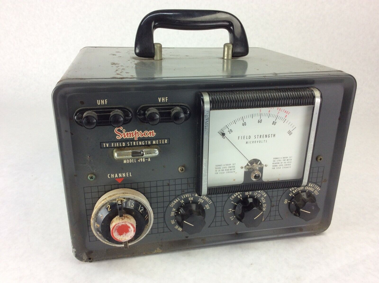 Vintage Simpson TV Field Strength Meter 498-A