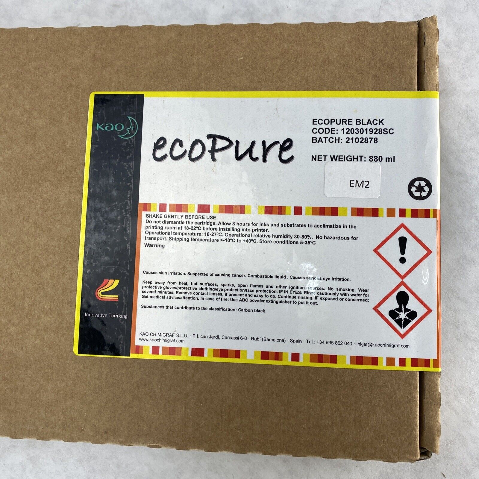 Kao Ecopure 120301928SC SS2 Ink Black for DX4 DX5 DX7 Printheads