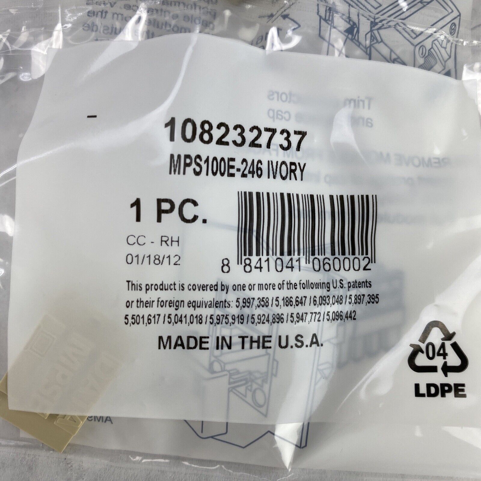 Lot( 2 ) Commscope 108232737 Ivory MPS100E-246 RJ45 CAT 5e U/utp Information