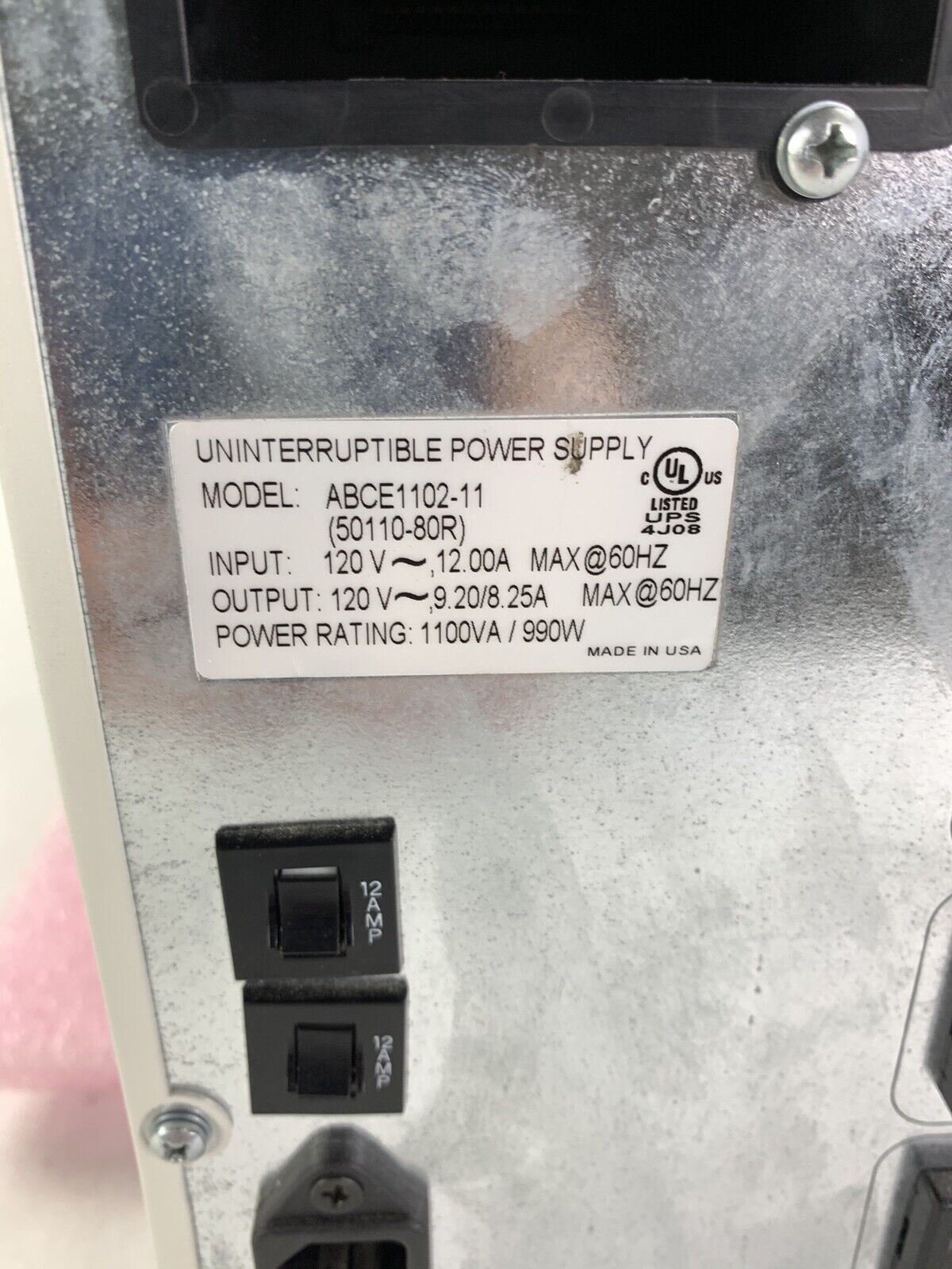 Ametek PowerVar ABCE1102-11 Uninterruptible Power Supply 50110-80R No batteries