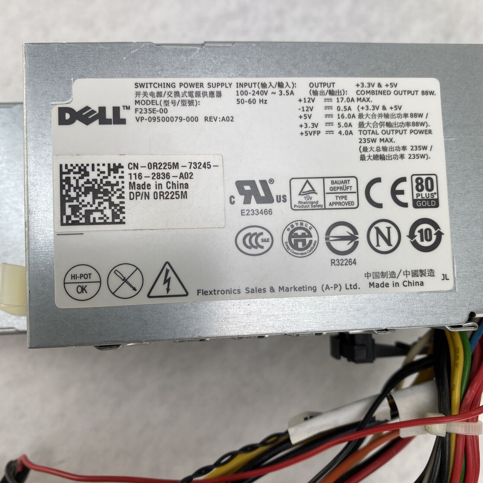 Dell 0R225M Optiplex F235E-00 SFF 235W Switching Power Supply