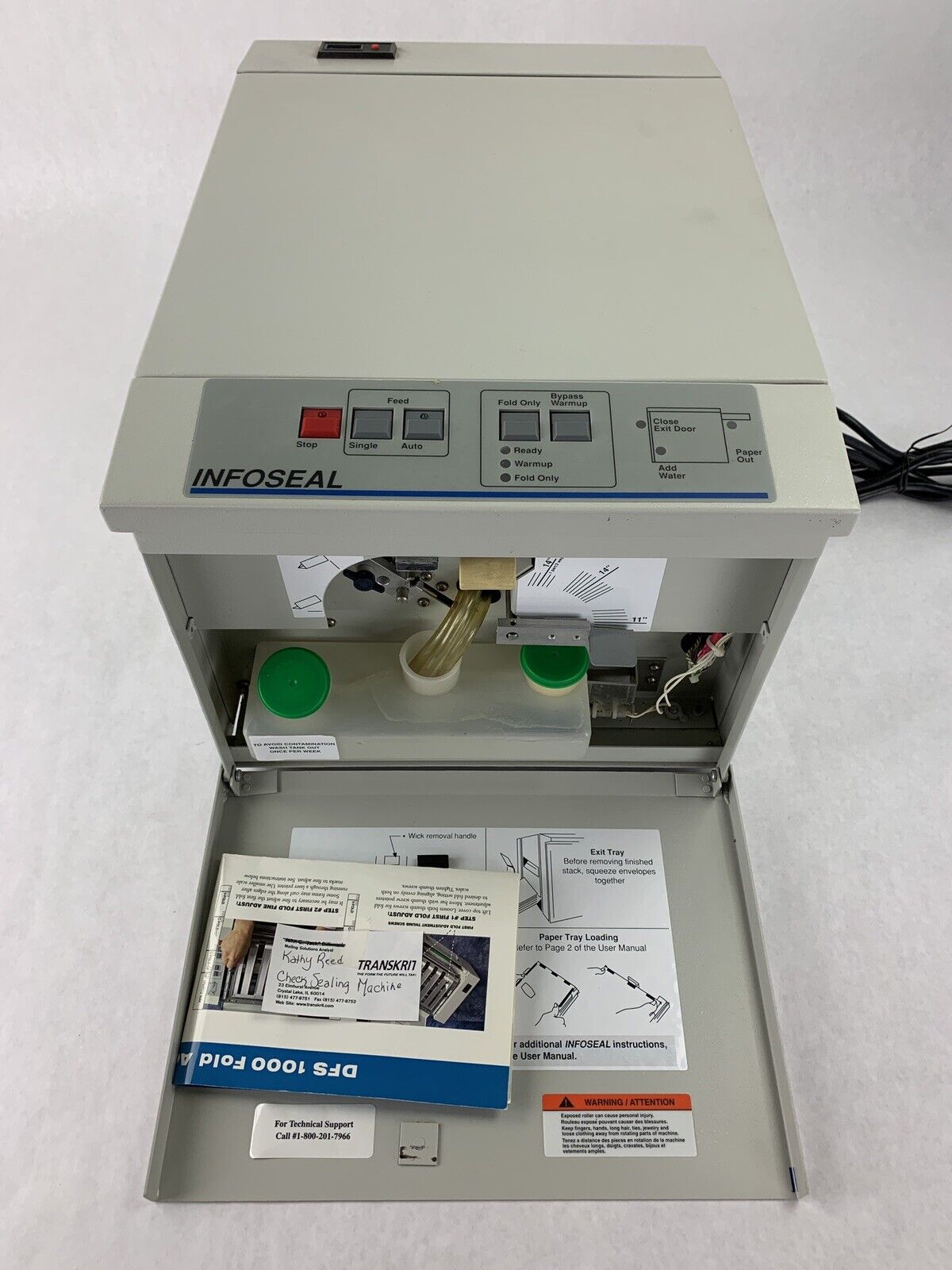 InfoSeal DFS-1000 Paper Folding and Envelope Sealing System Missing Paper Tray