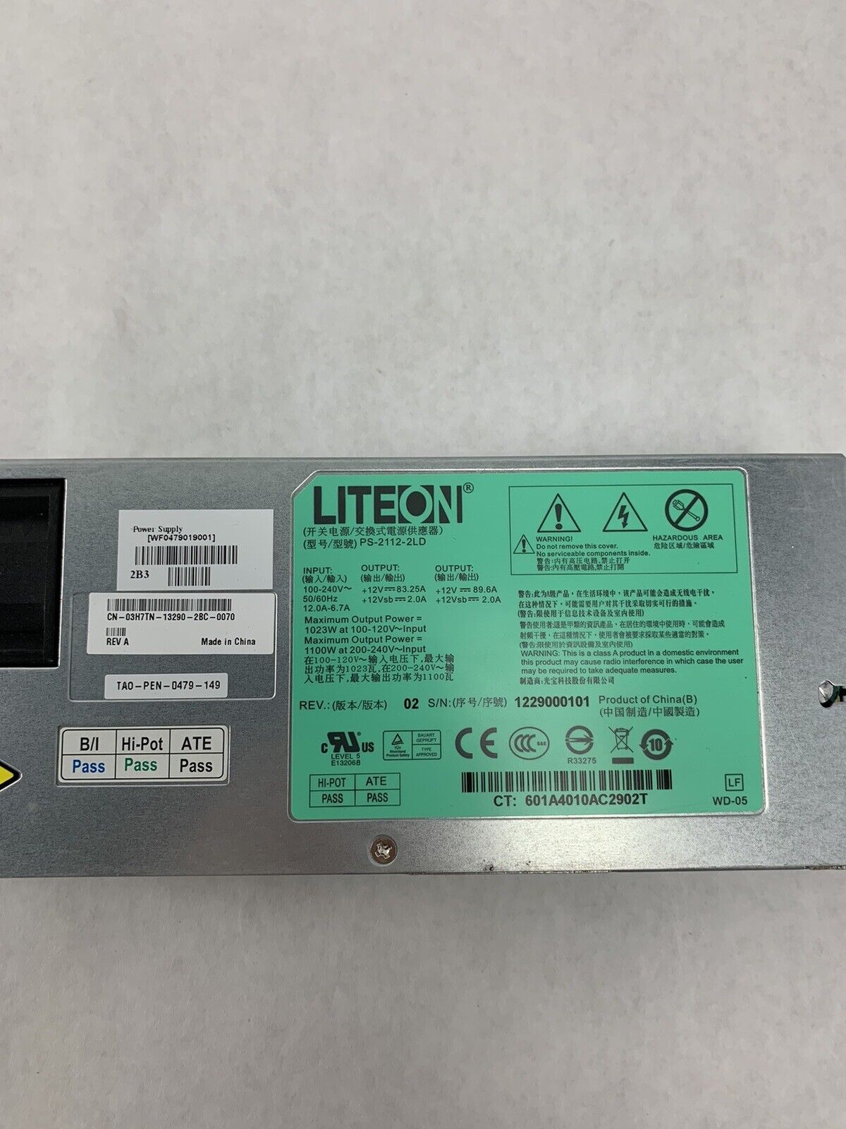 Dell Liteon PS-2112-2LD 1100W Power Supply 3H7TN