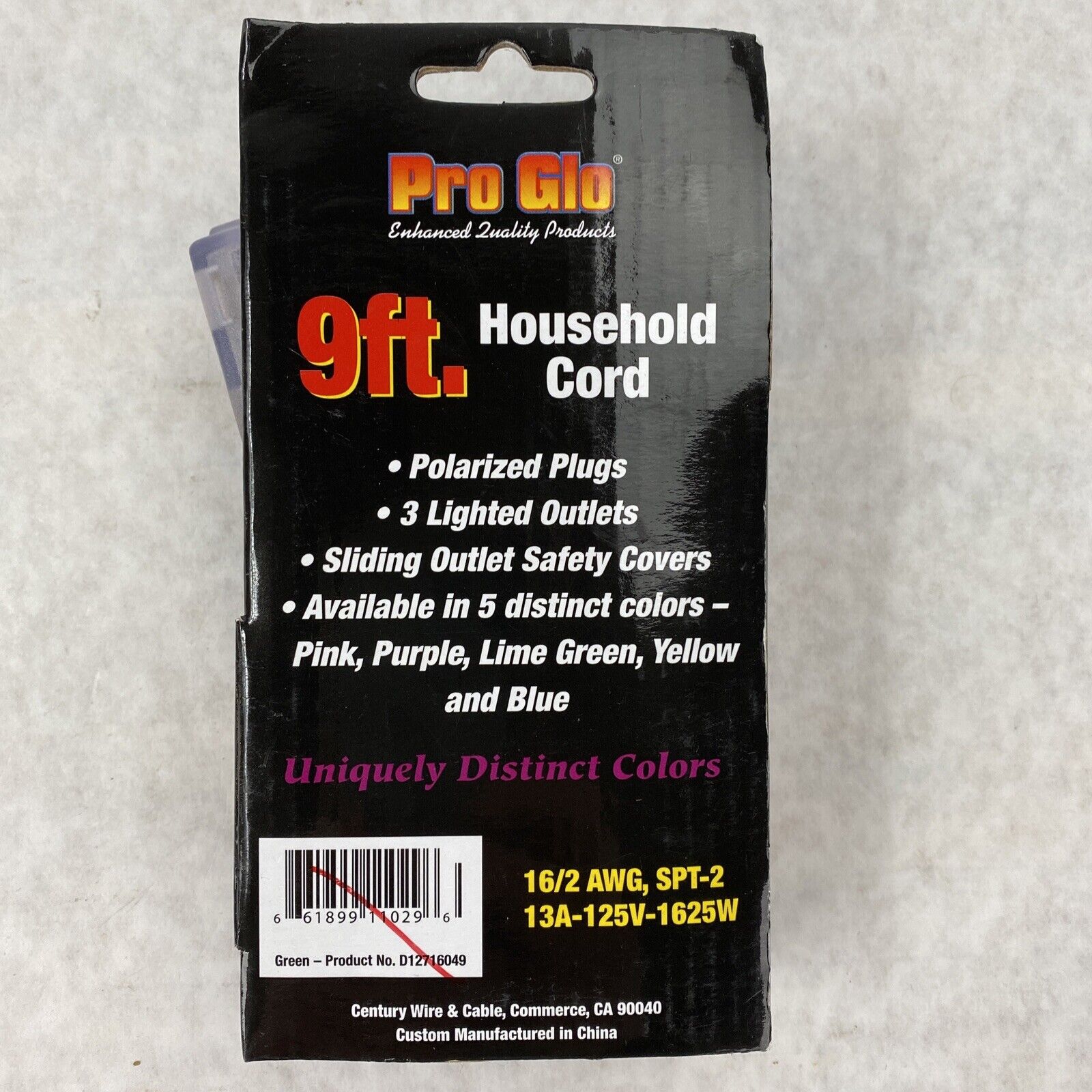 Century Wire Pro Glo 9ft Household Extension Polarized AC Power Cord Blue