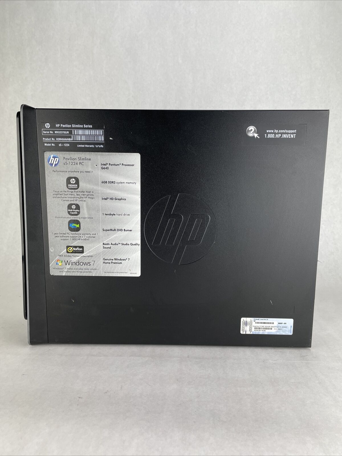 HP Pavilion s5-1224 Intel Pentium G640 2.8GHz 6GB RAM No HDD No OS