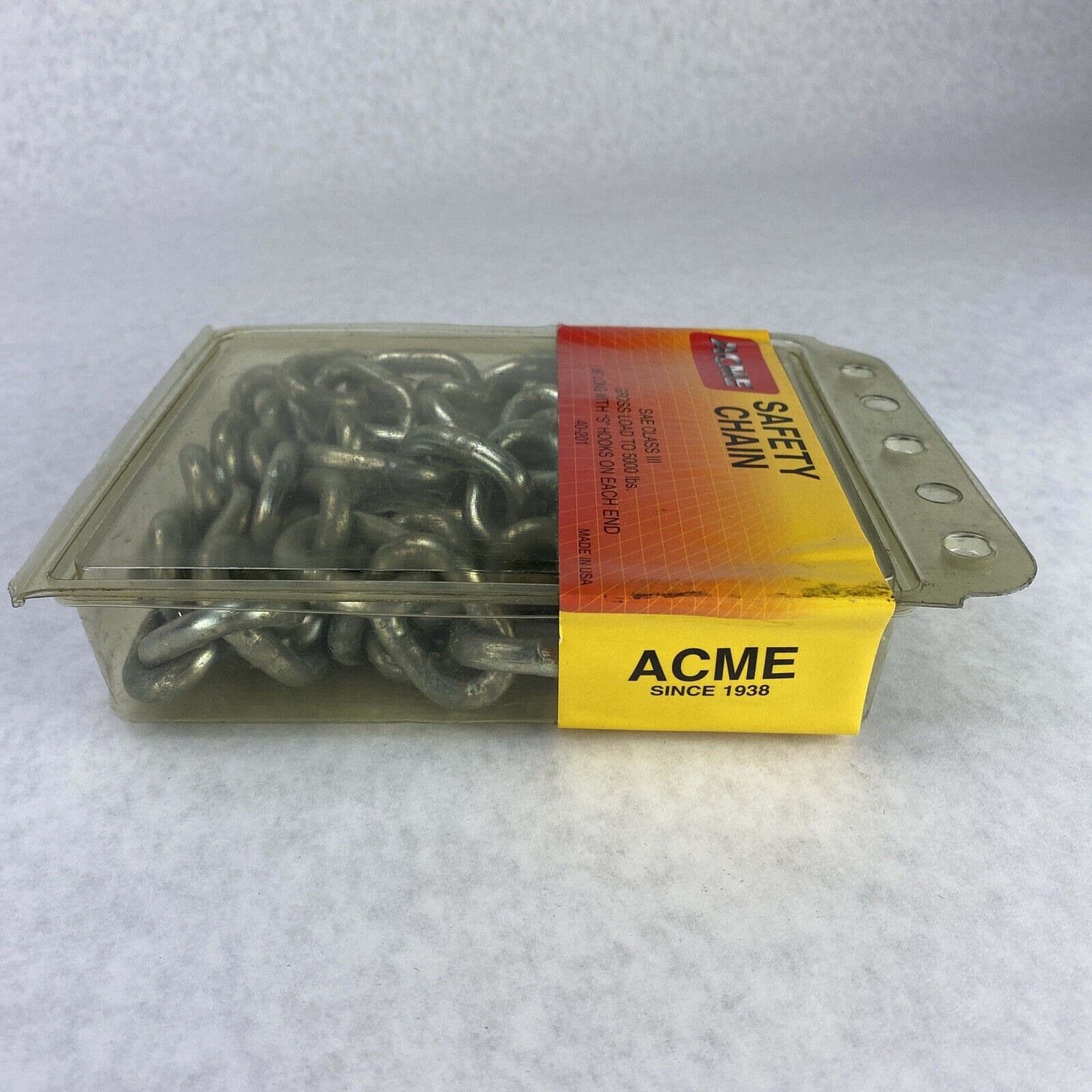 Acme Safety Chain 40-201 SAE Class III Max Load 5000 lbs 66" Long With "S" Hooks