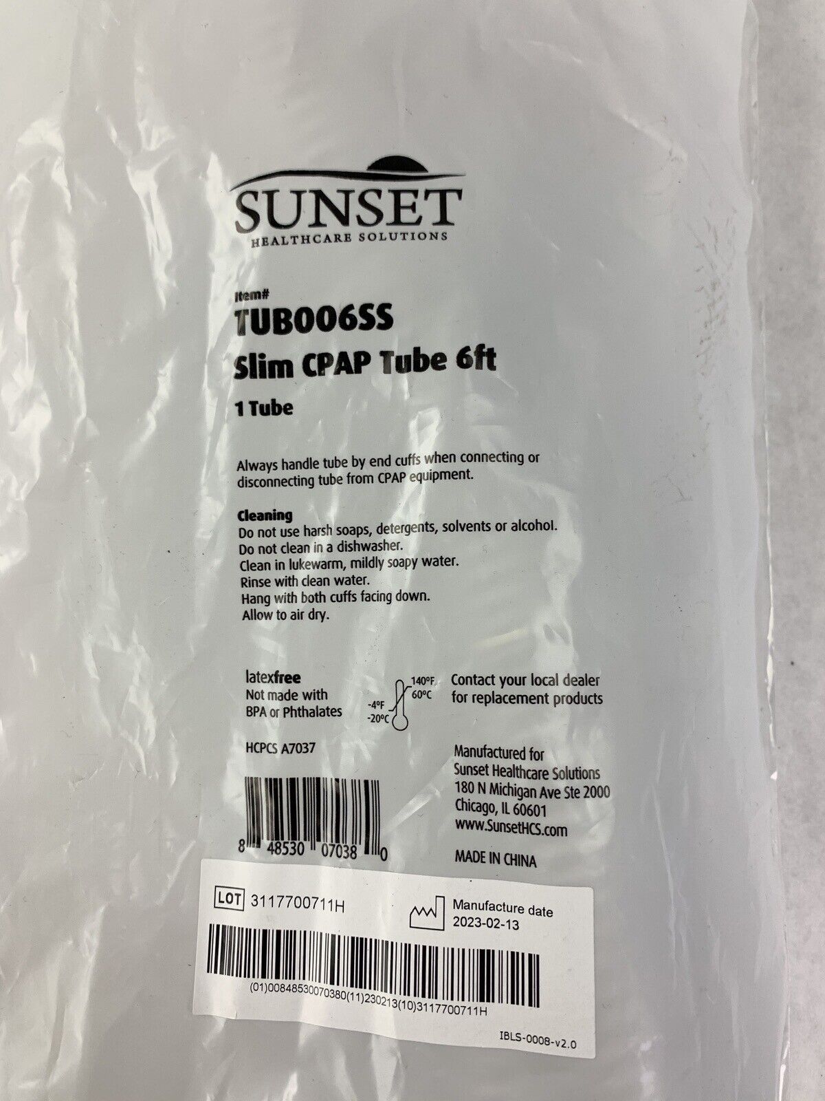 New SUNSET Slim CPAP Tubing Tube 6ft TUB006SS