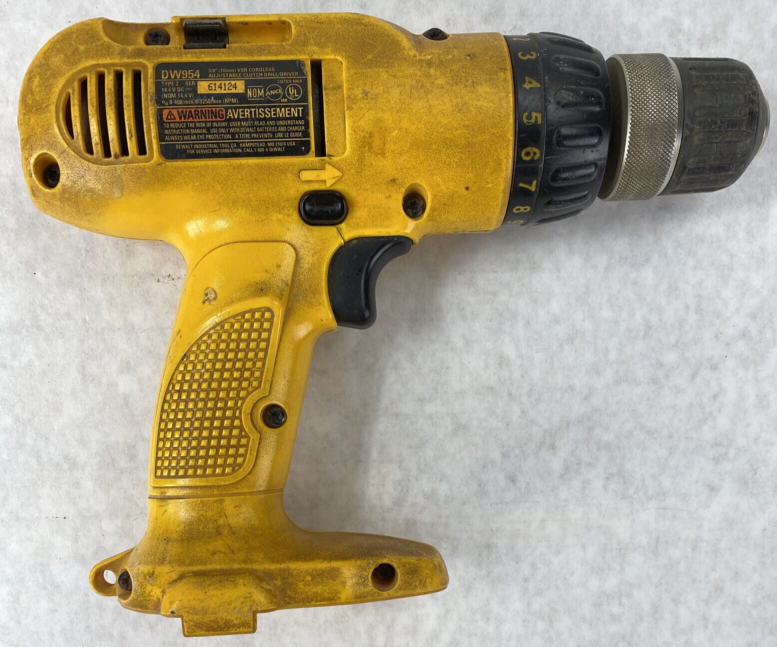 Dewalt DW954 14.4v 3/8" Cordless Adjustable Clutch Drill Driver + Charger + Case