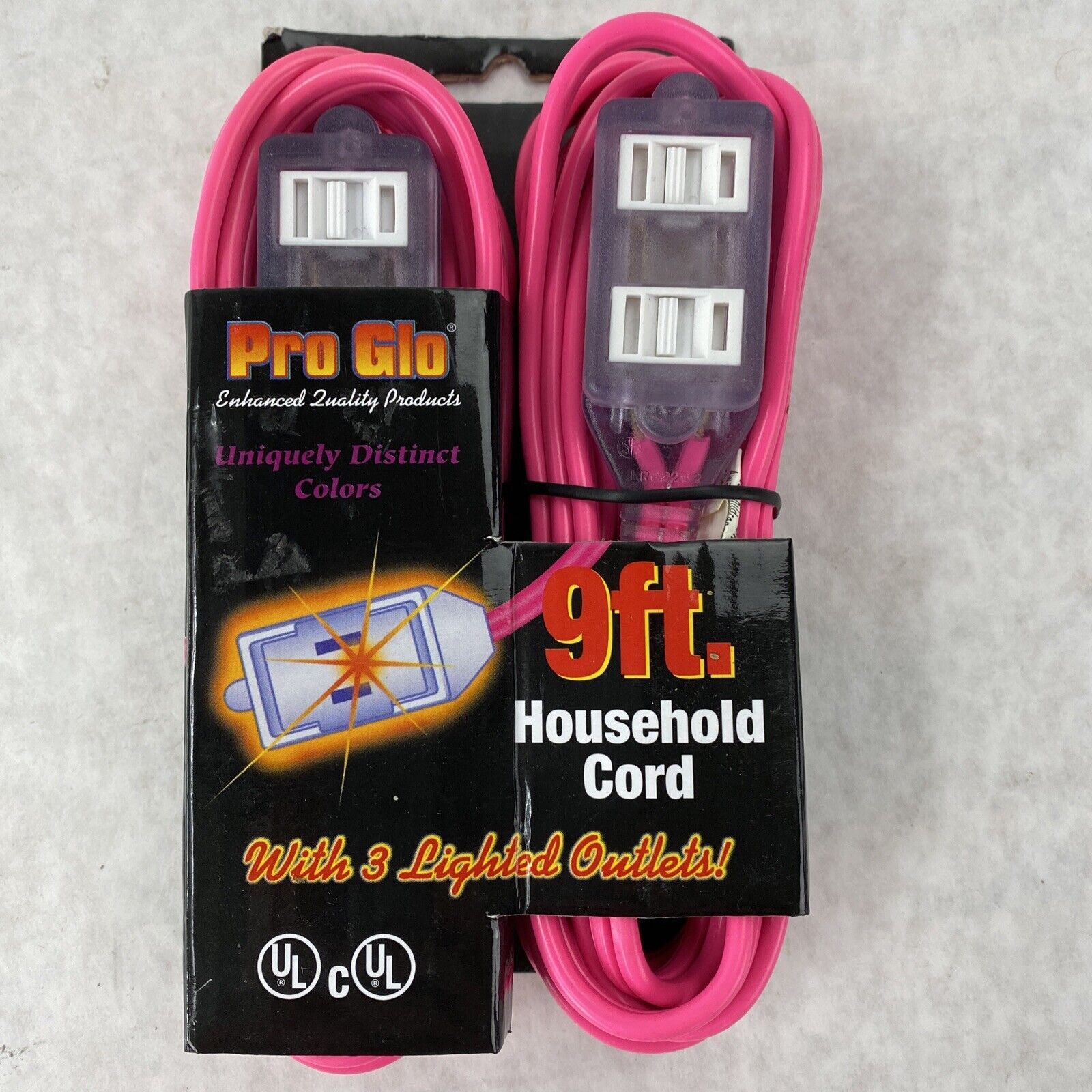 Century Wire Pro Glo 9ft Household Indoor Extension Polarized AC Power Cord Pink