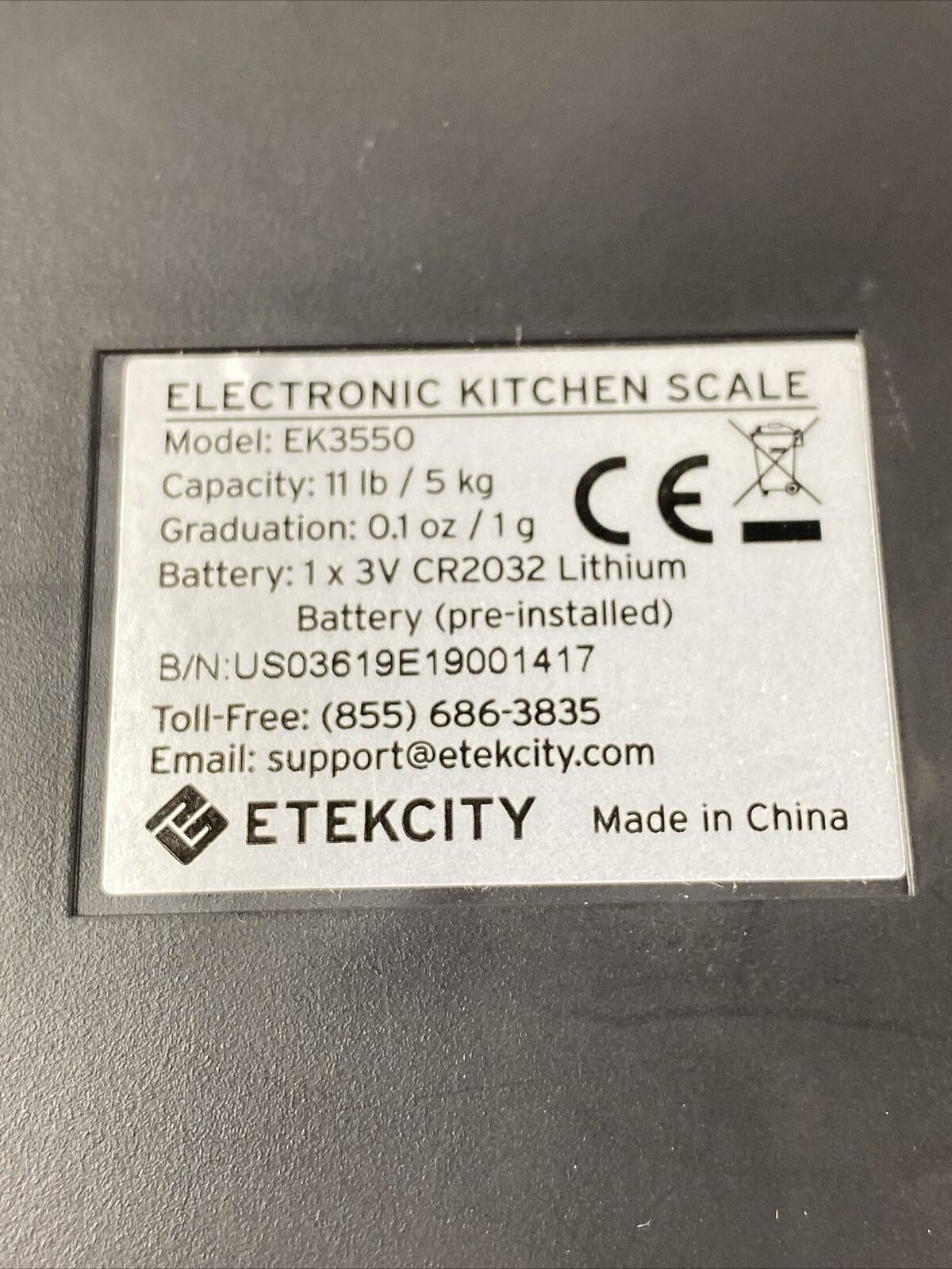 Etekcity EK3550 Electronic Kitchen Scale