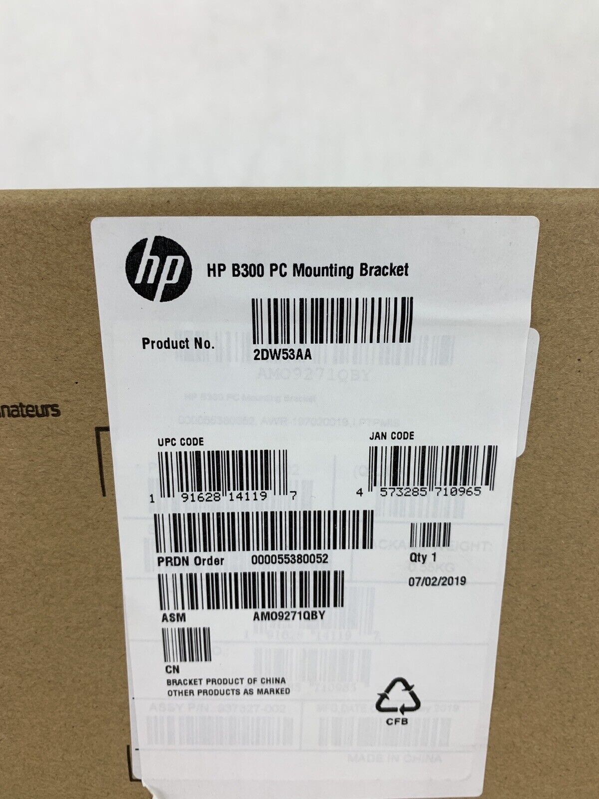 New OEM HP B300pc Mounting Bracket 2DW53AA