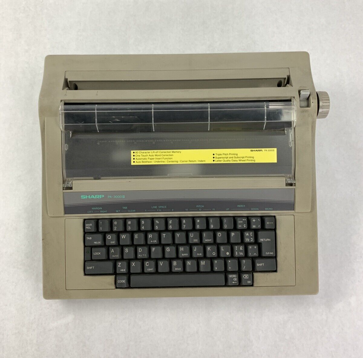 Sharp PA-3000 III Portable Electric Typewriter Intelliwriter