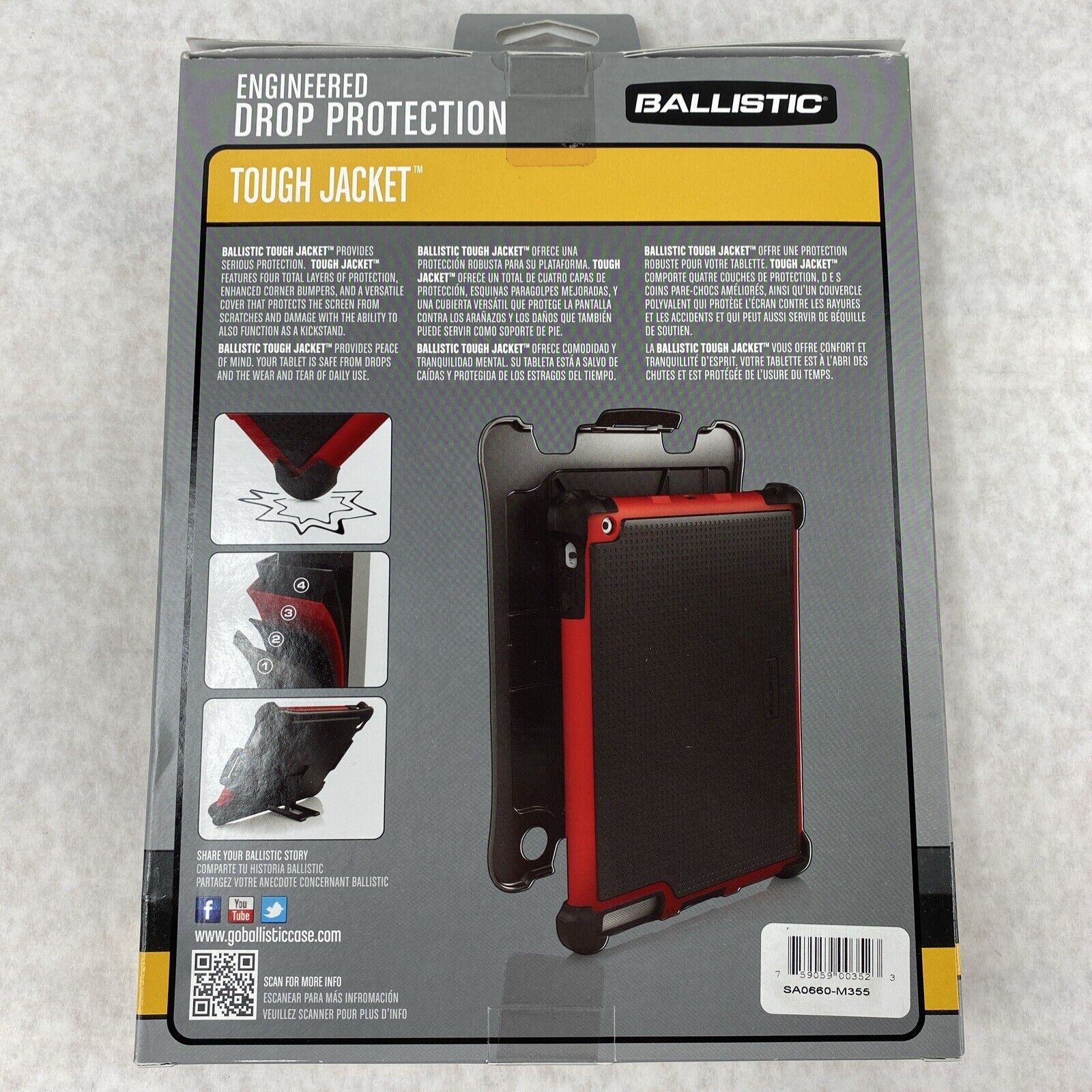 Ballistic SA0660-M355 Tough Jacket Case for Apple iPad 2nd 3rd 4th Gen Black/Red