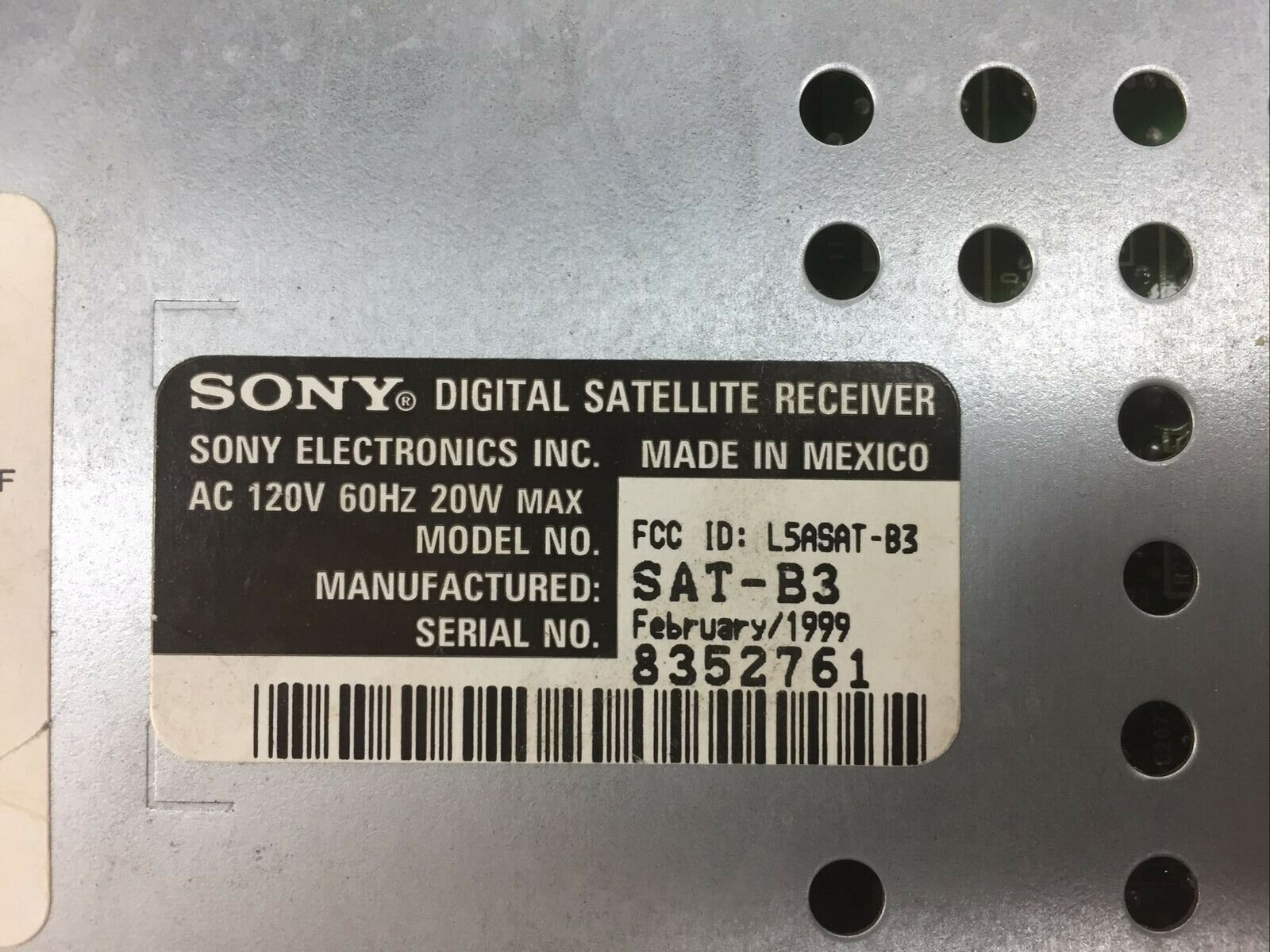 Sony SAT-B3 DIRECTV Digital Satellite Receiver