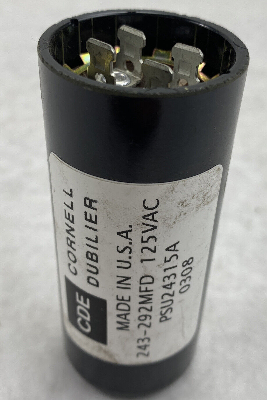 Cornell Dubilier PSU24315A  243-292uF 125VAC 0308 capacitor