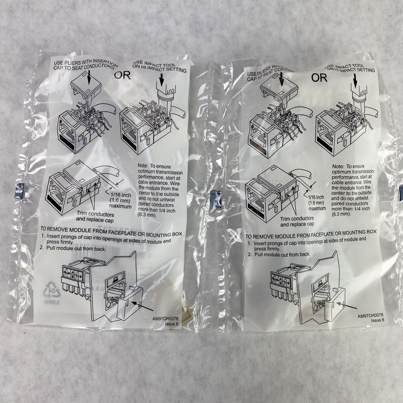 Lot( 2 ) Commscope 108232737 Ivory MPS100E-246 RJ45 CAT 5e U/utp Information