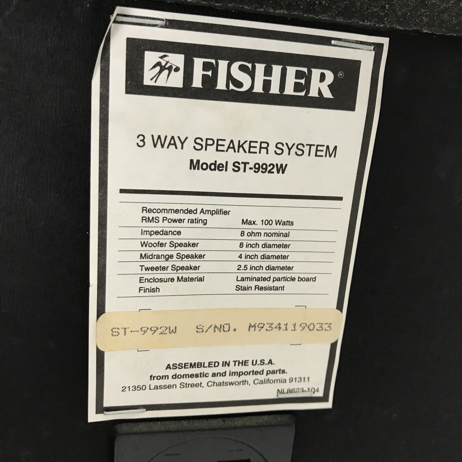 Fisher 3 way speaker hot sale system