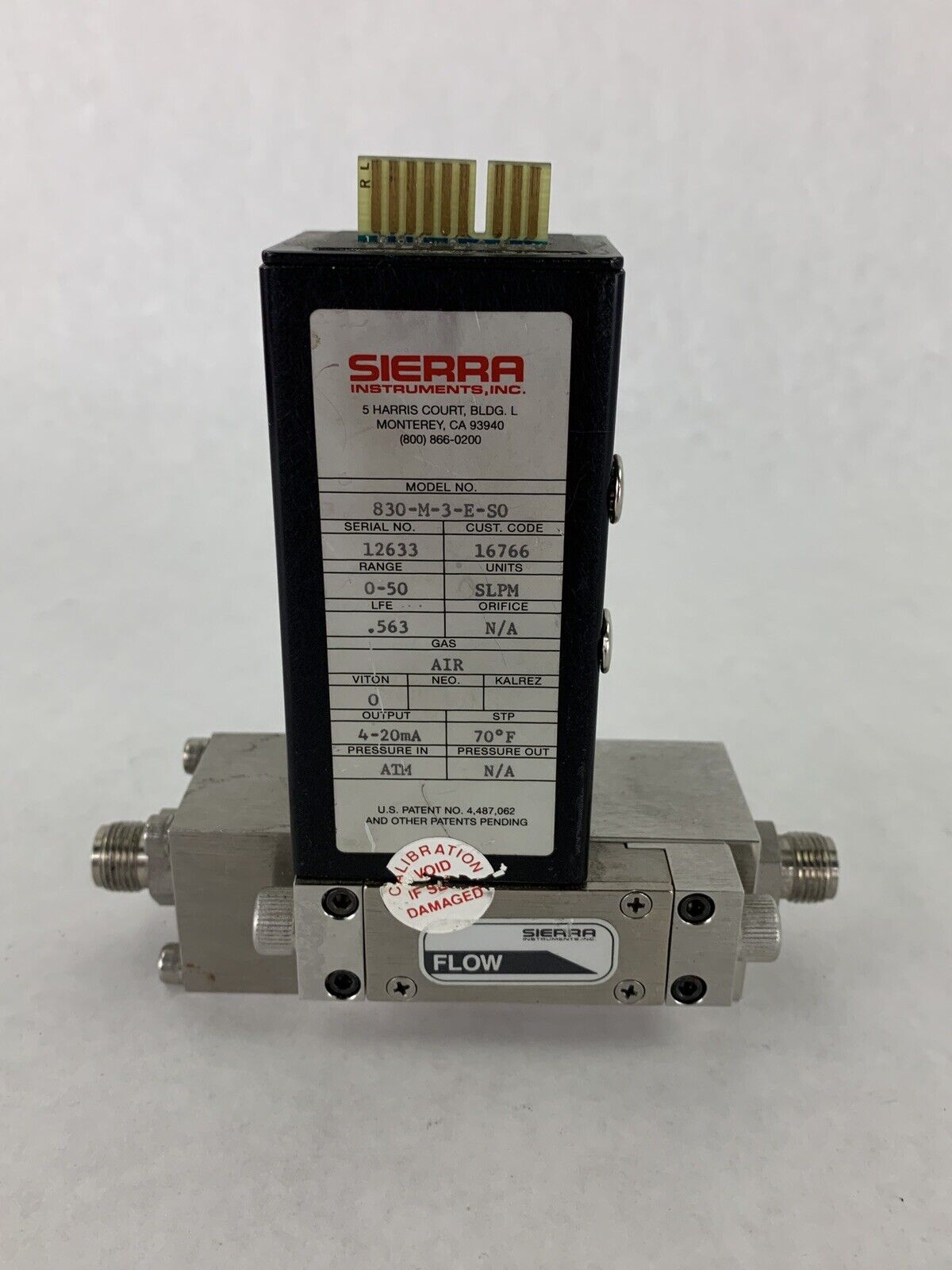 BH Sierra Instruments 830-M-3-E-S0 Mass Flow Controller 0-50 SLPM