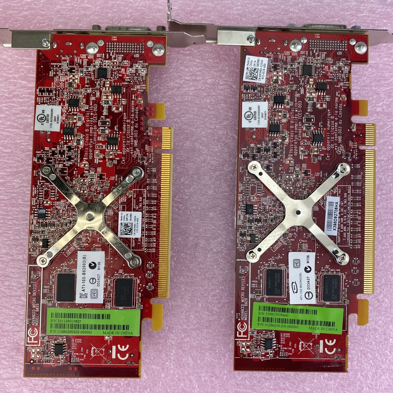 Lot of 2 ATI 102B6291200 Radeon HD3450 256MB PCIe DMS-59 S-Video GPU 0X398D