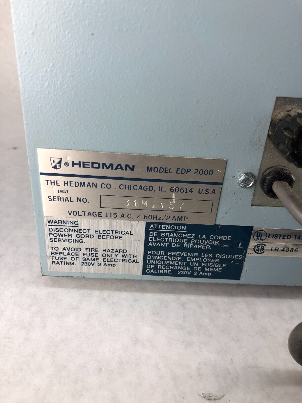 Hedman EDP 2200 2000 Continuous Form Check Signer w/ Plate No Keys