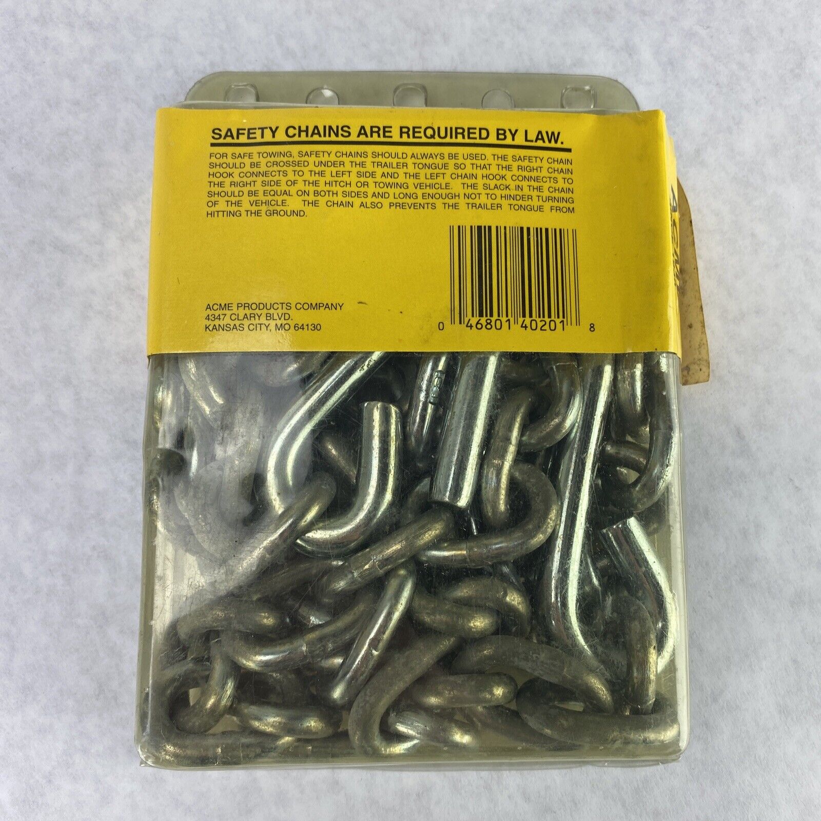 Acme Safety Chain 40-201 SAE Class III Max Load 5000 lbs 66" Long With "S" Hooks