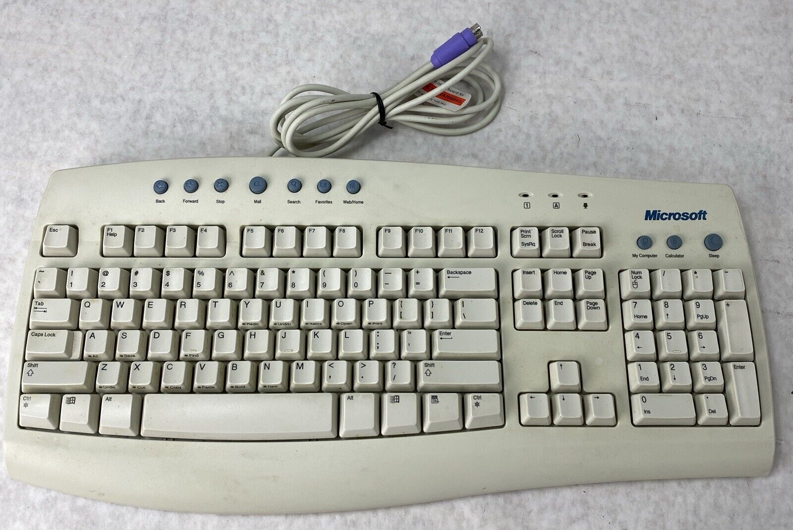 Microsoft X08-01062 RT9443 Vintage Internet PS/2Keyboard