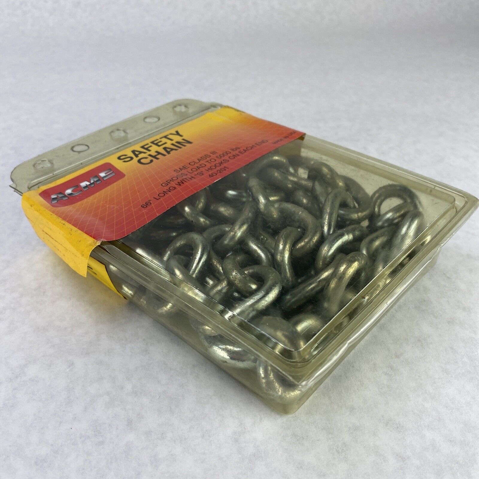 Acme Safety Chain 40-201 SAE Class III Max Load 5000 lbs 66" Long With "S" Hooks