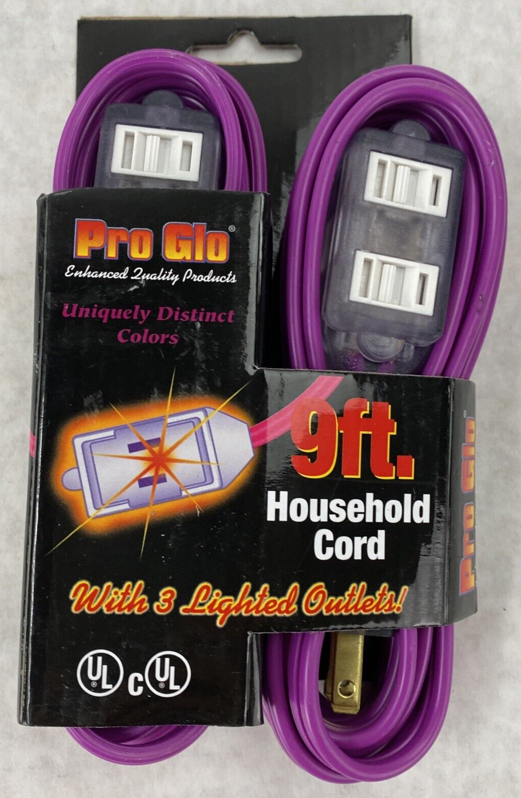 Century Wire Pro Glo 9ft Household Extension Polarized AC Power Cord Purple