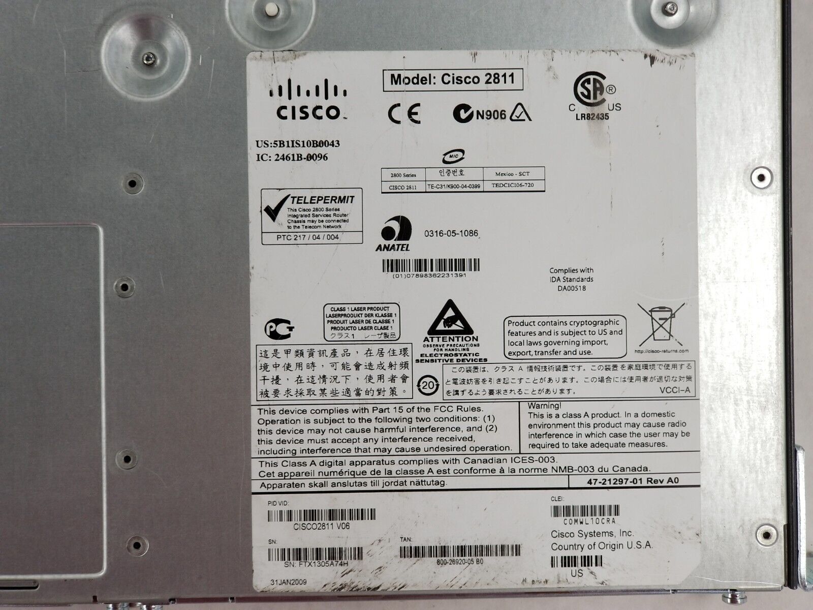 Cisco 2800 Series Integrated Service Router Cisco 2811 V06