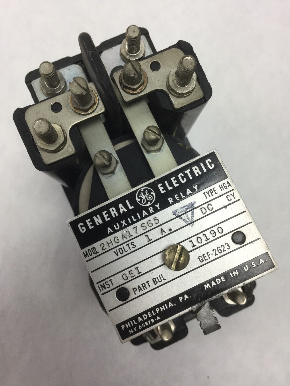 GENERAL ELECTRIC GE 2HGA17S65 Auxiliary Relay