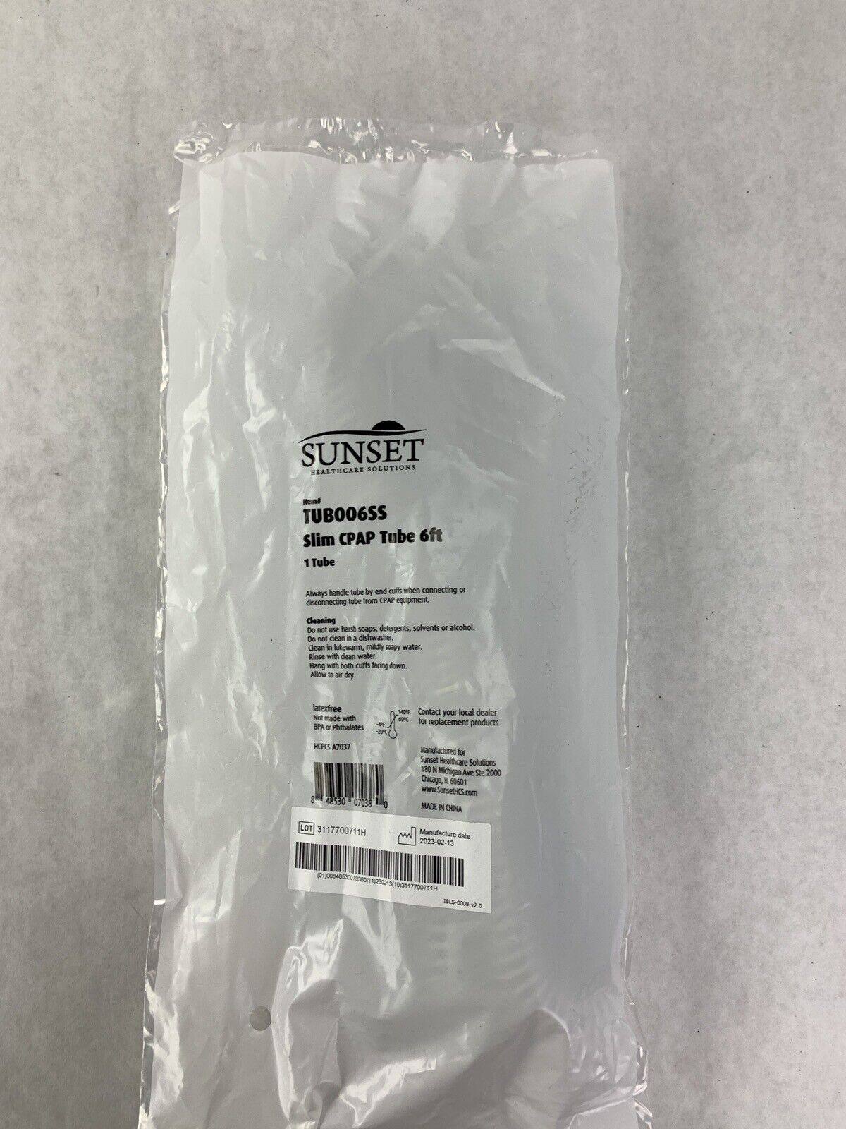 New SUNSET Slim CPAP Tubing Tube 6ft TUB006SS