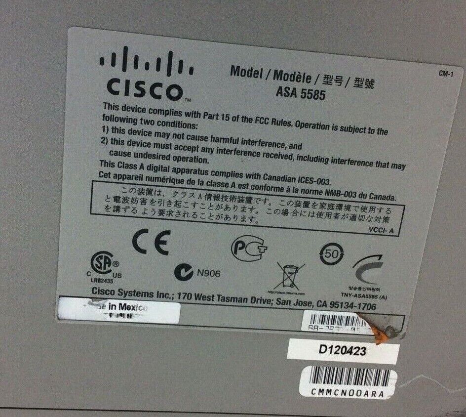 Cisco ASA 5585-X 8-Port GbE Firewall Security Appliance w/ 2 5580-X SSP-10