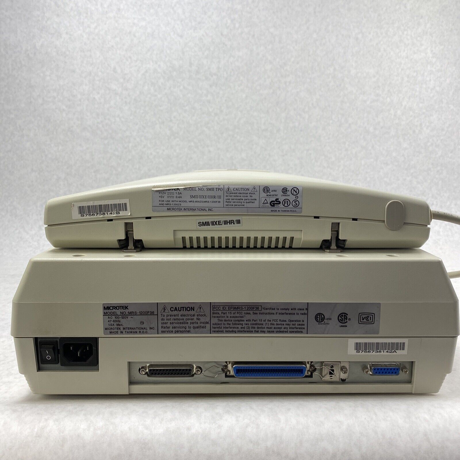 Microtek MRS-1200F36 ScanMaker III Flatbed Scanner DB15 Parallel Port UNTESTED