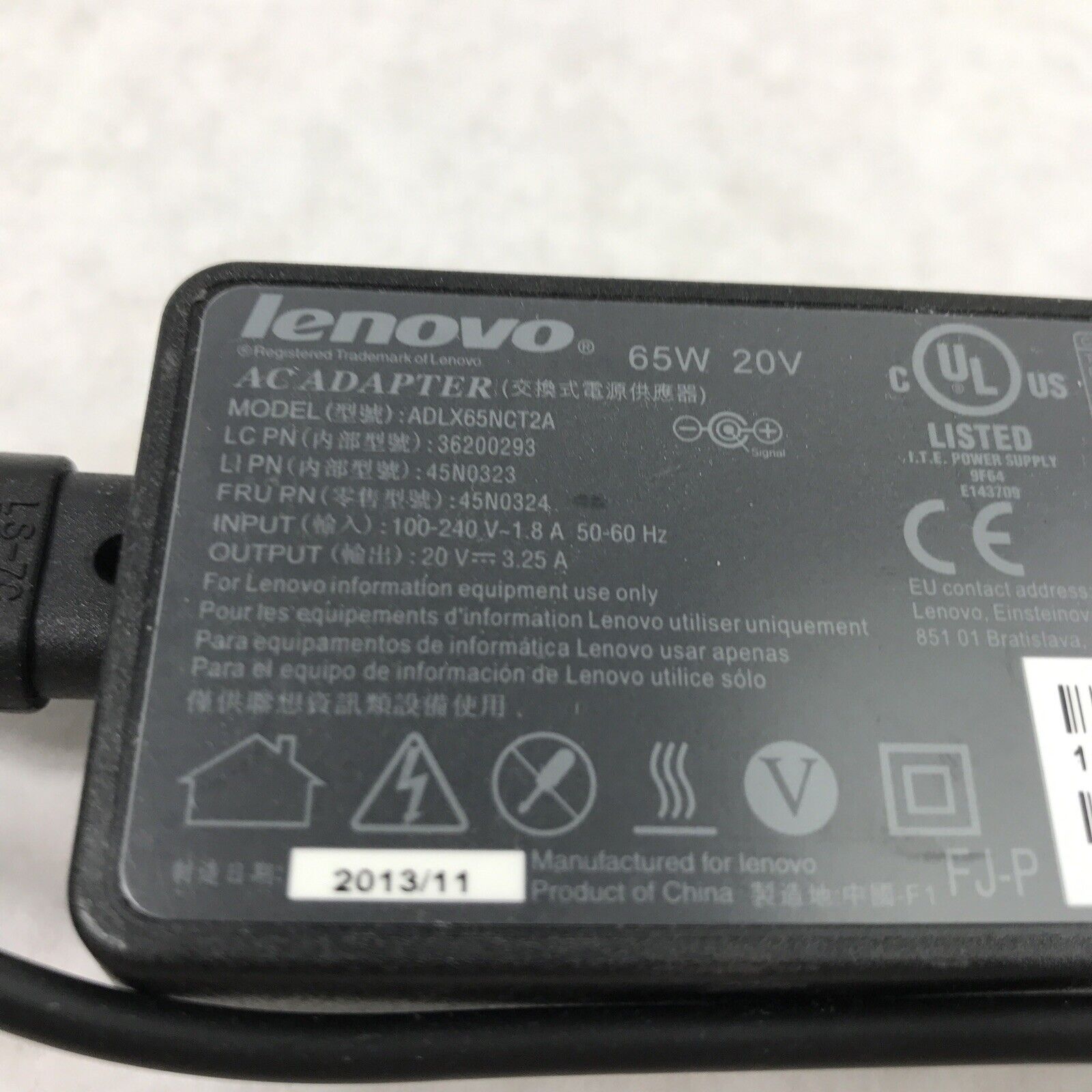 Lot of 10 Lenovo ADLX65NCT2A Thinkpad Laptop Charger AC Adapter 20V 3.25A 65W