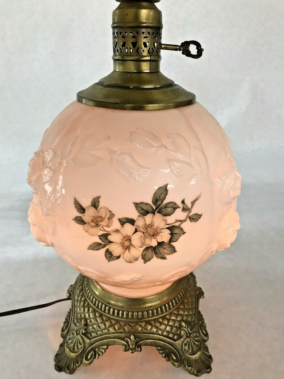 M.C. CO GIM 644 Antique Lamp - White Floral Globe