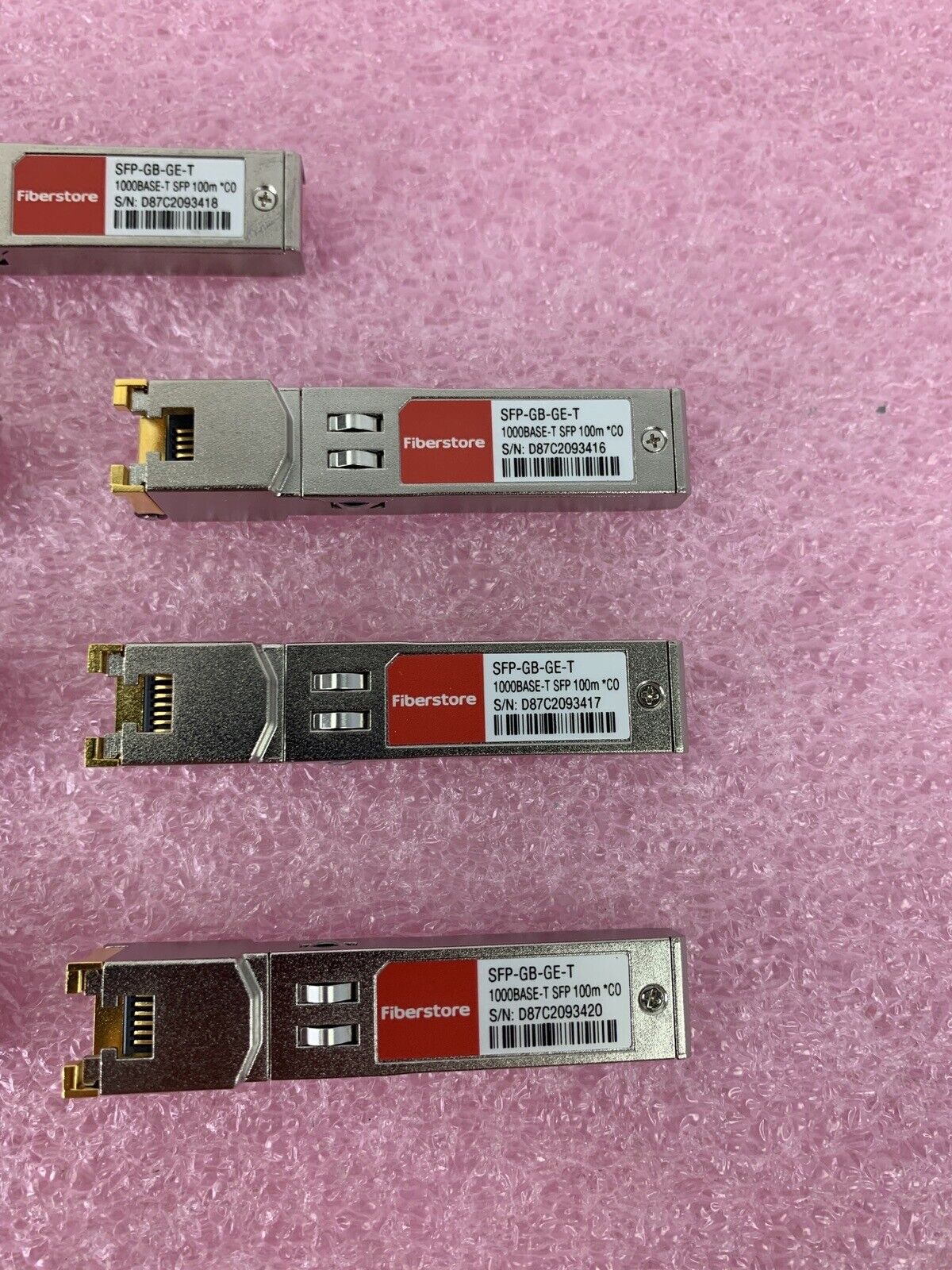 Lot of 8 Fiberstore SFP-GB-GE-T 1000BASE-T 1GT SFP Transceiver 100m