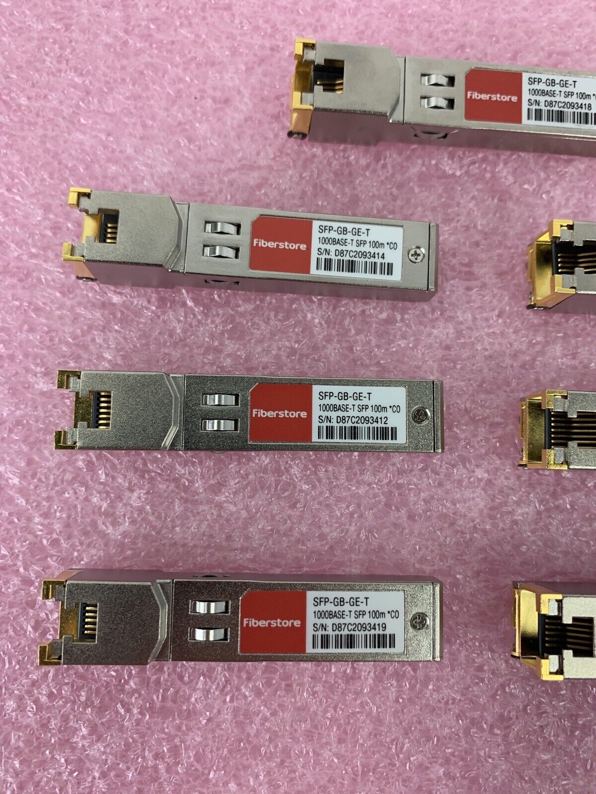 Lot of 8 Fiberstore SFP-GB-GE-T 1000BASE-T 1GT SFP Transceiver 100m